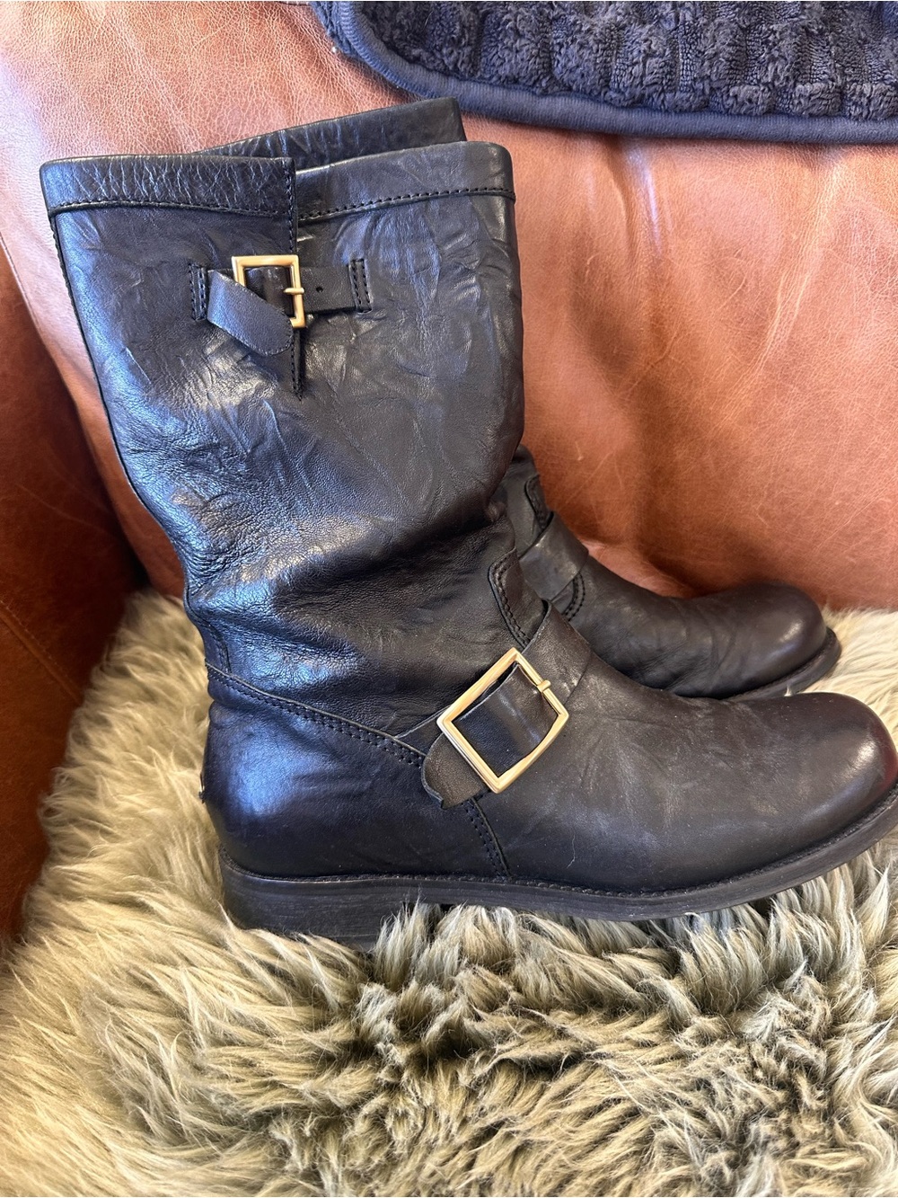 Jimmy Choo Biker Mid leather motorcycle boots